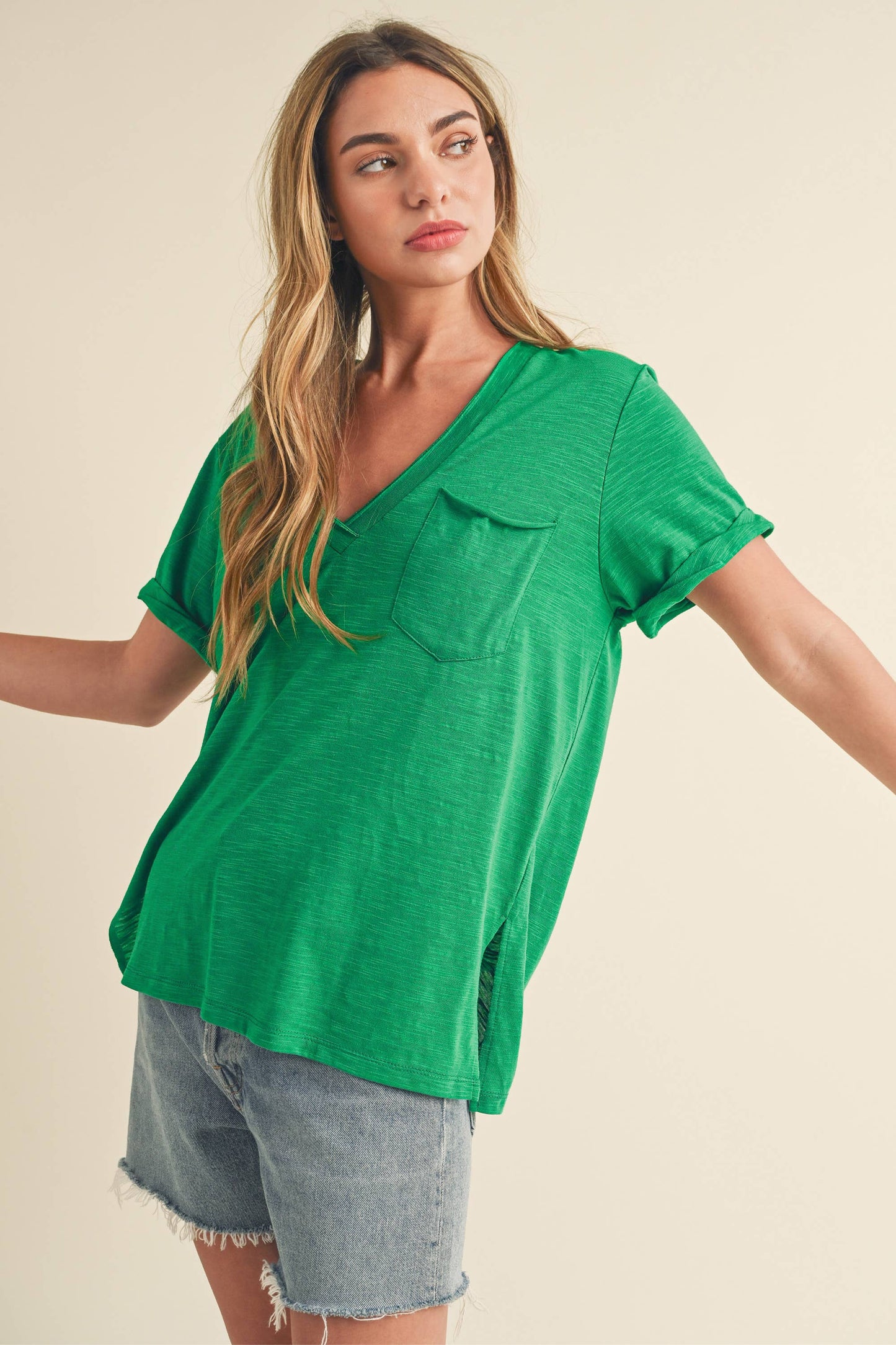 Zoie V-Neck Short Sleeve Top