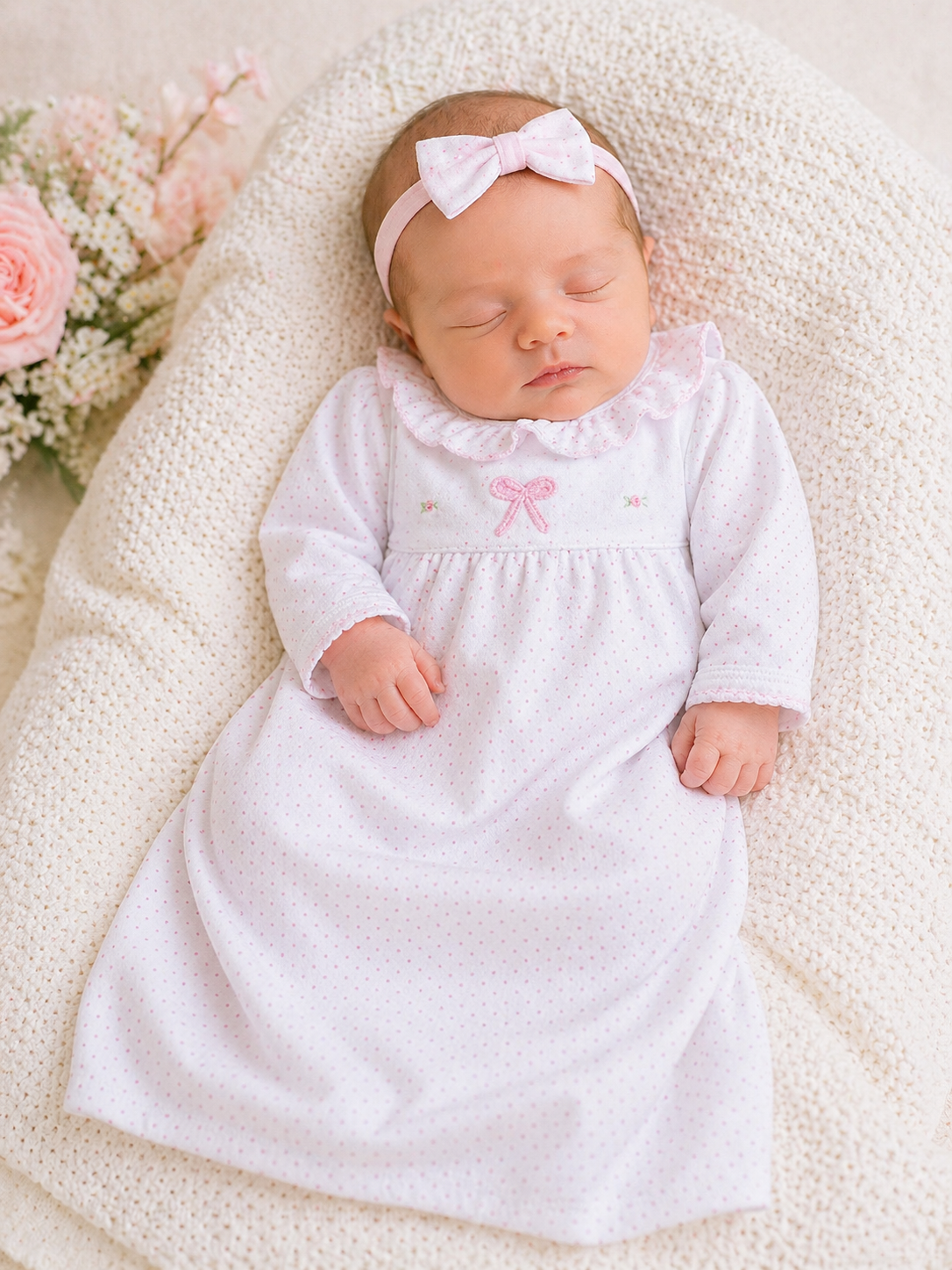 Baby Girl's Pima Cotton Bows Gown