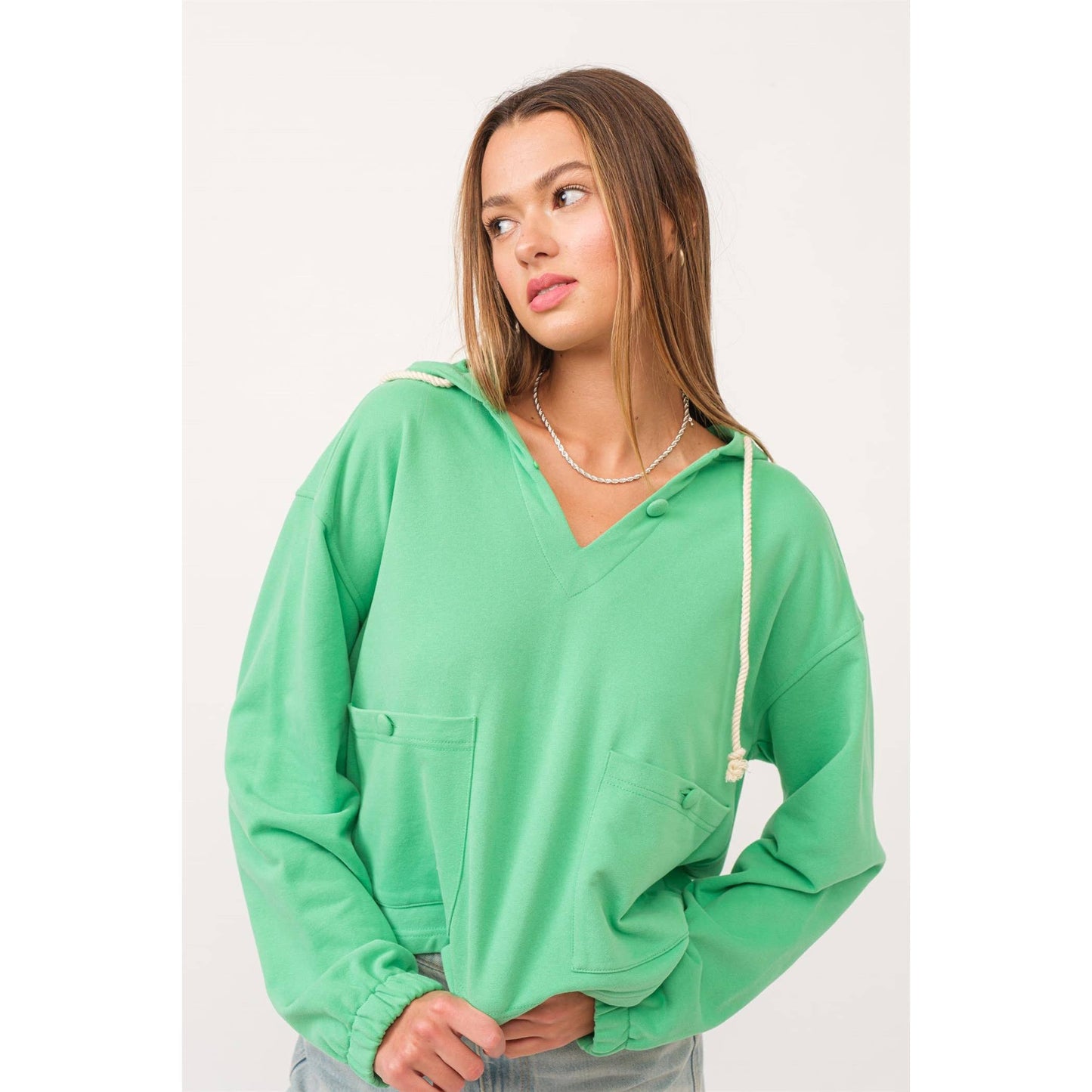 Buttoned Pocket Hoodie