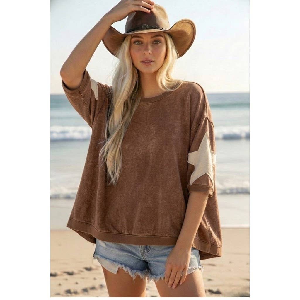 Washed Vintage Cotton 4th Of July Raw Edge Top