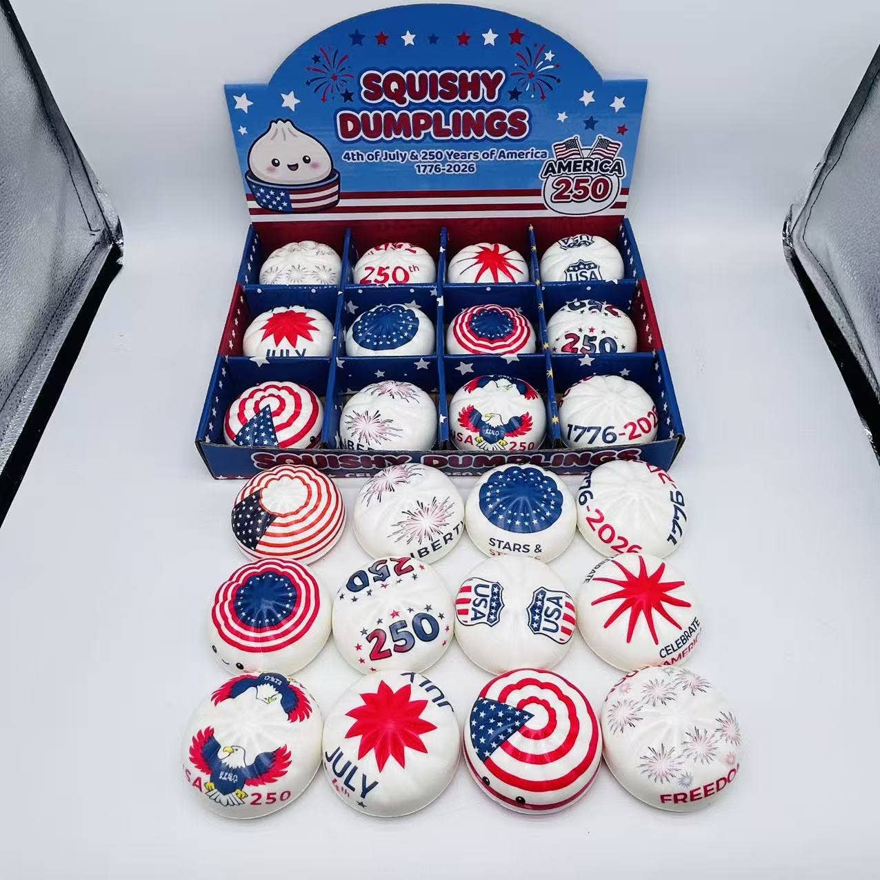 4th of July Squishy Dumpling Realistic Steamed Bun Stress Relief Squeeze Toy