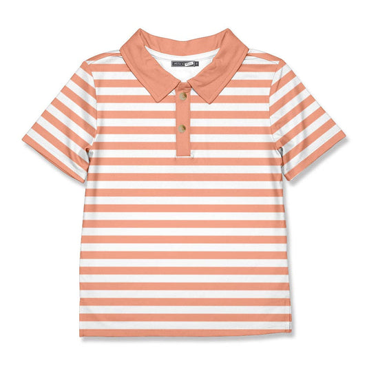 Boys Coral & White Stripe Polo