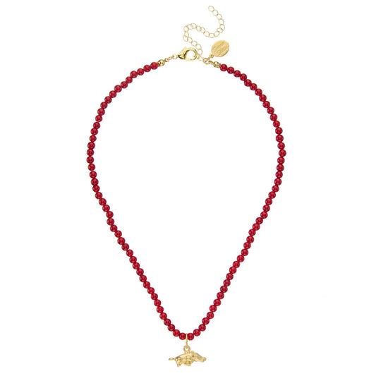 Mini Wild Boar on Red Coral Alys Necklace
