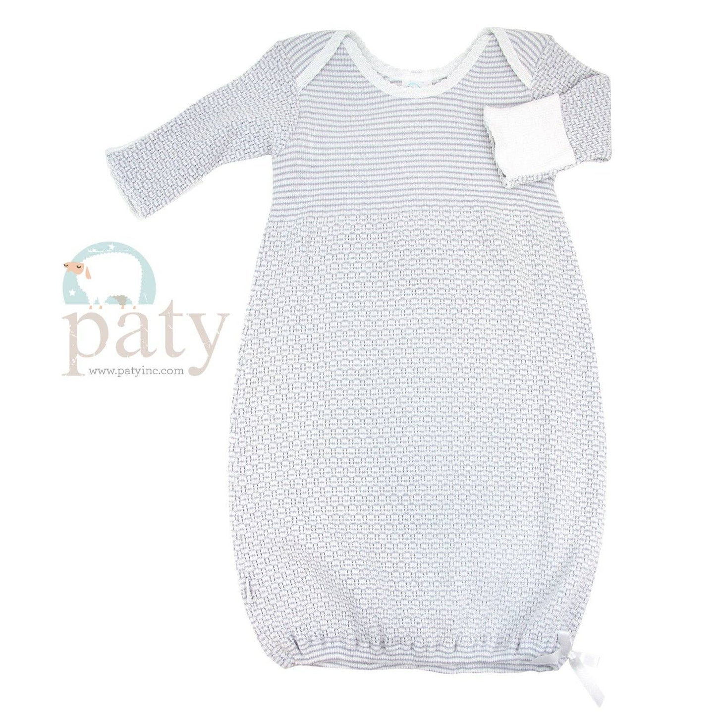 Paty Knit Overlap Shoulder Gown (Solid Color, No Bow) #215X
