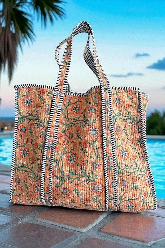 Chelsea Orange Floral Tote Bag