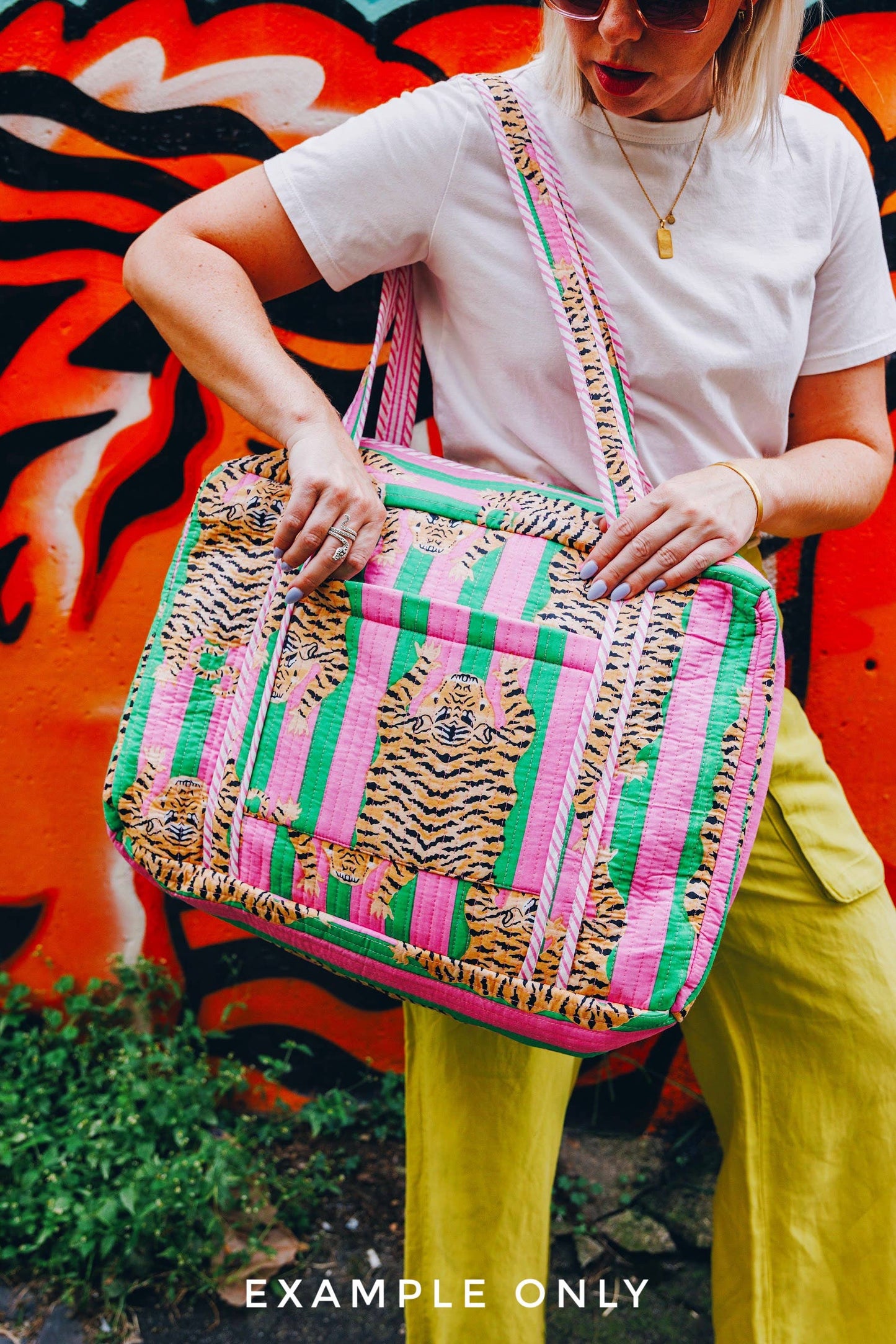Handmade Quilted Duffle Bag – Folk Floral Print Weekender