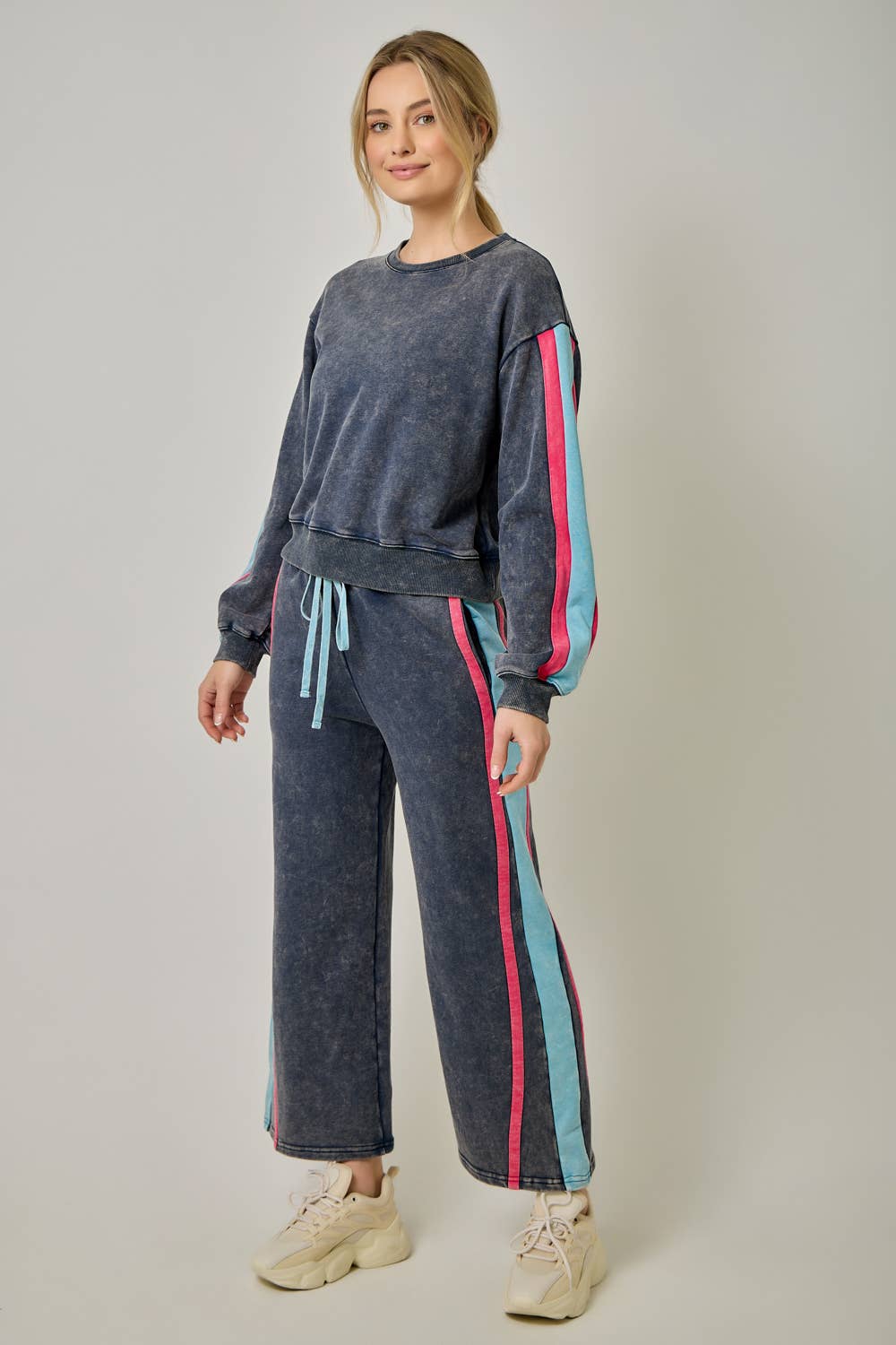 Color Block Terry Sweatshirt & Sweatpants