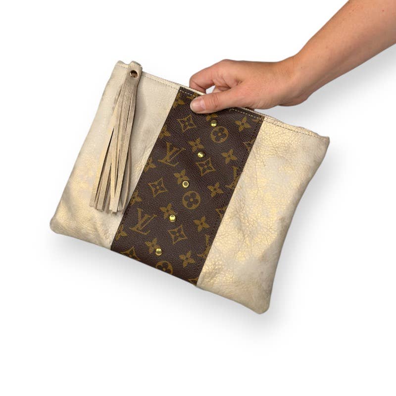 Caroline Crossbody In Stone Leather | Upcycled LV