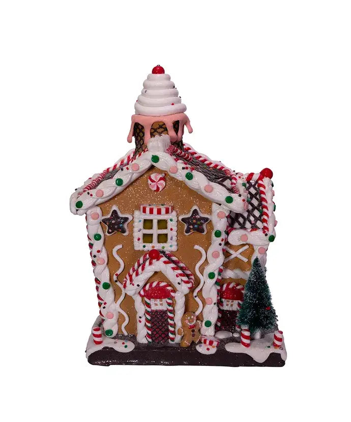 14"B/O LIGHT UP GINGERBREAD HOUSE