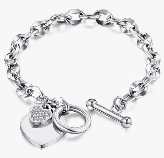 Silver Heart Charm Bracelet