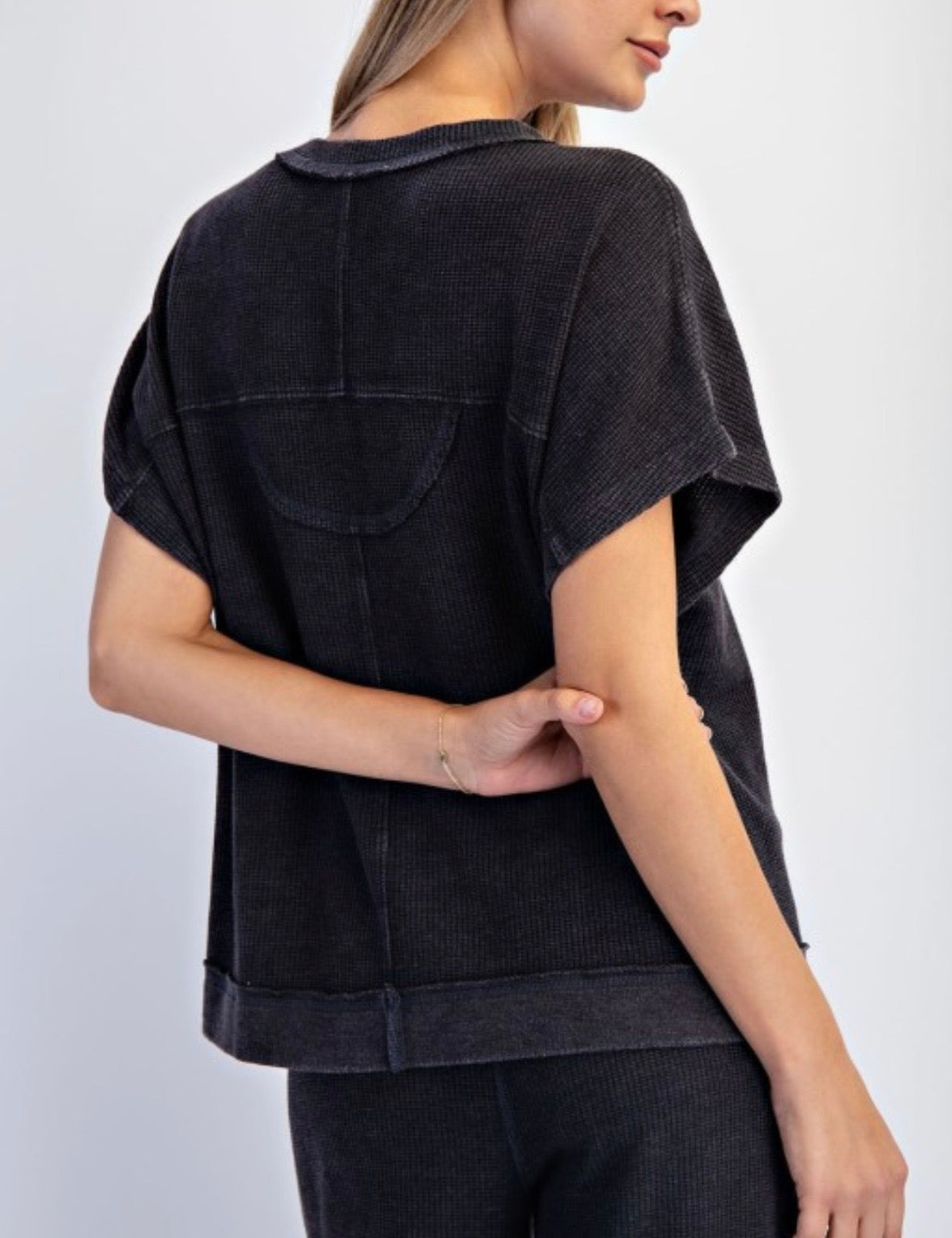 Mineral Washed Honey Comb Oversized Top