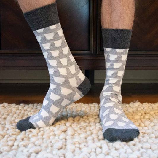 Men's Arkansas Pride Socks   Gray/White   One Size