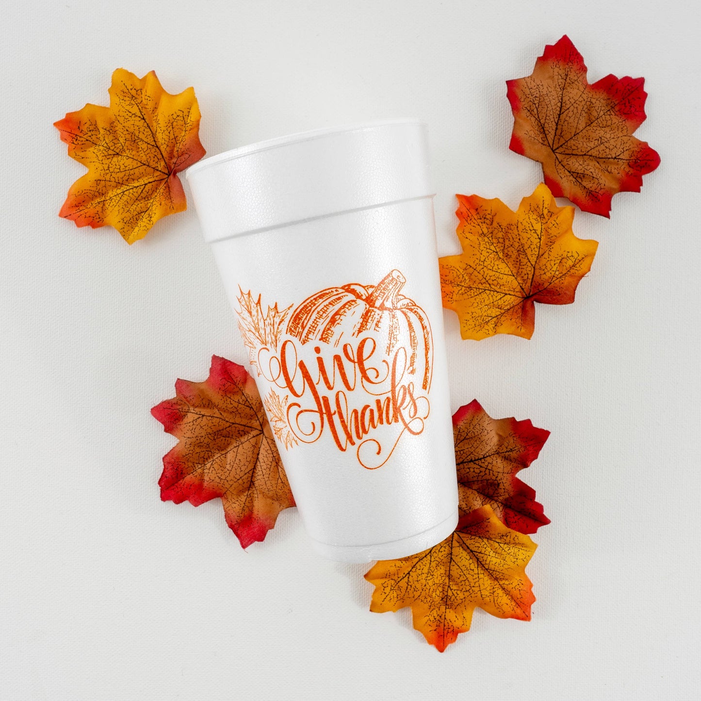 20oz. Styrofoam Cup 10 Pack Sleeve {Give Thanks Pumpkin}