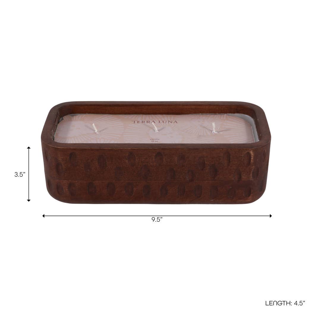 Scented Candle - Vanilla Soy Wax Brown Wood Hammered, 18 Oz.