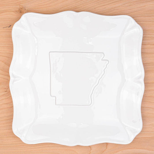 Arkansas Embossed Square Platter   White   11.5x11.5