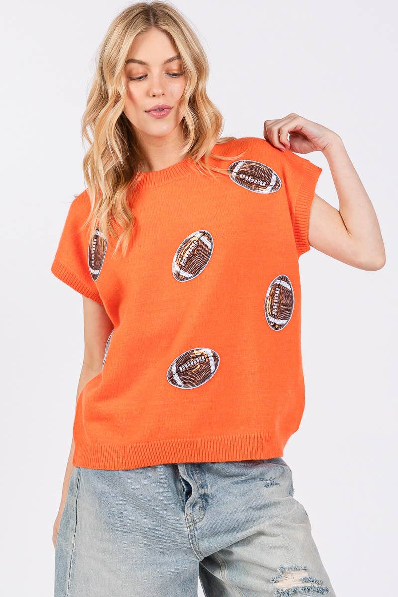 GAME DAY FOOTBALL PATCH SWEATER TOP