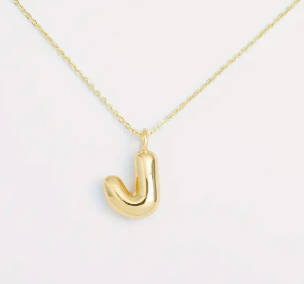 Bubble Initial Gold Plated Necklace