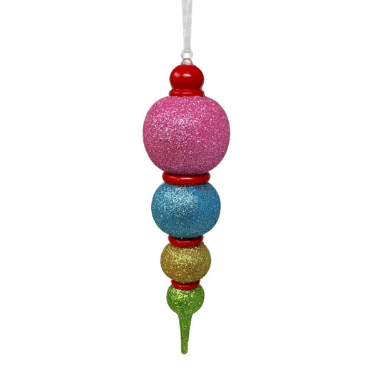 GORGEOUS GLITTER MULTI COLOR FINIAL ORNAMENT 8"