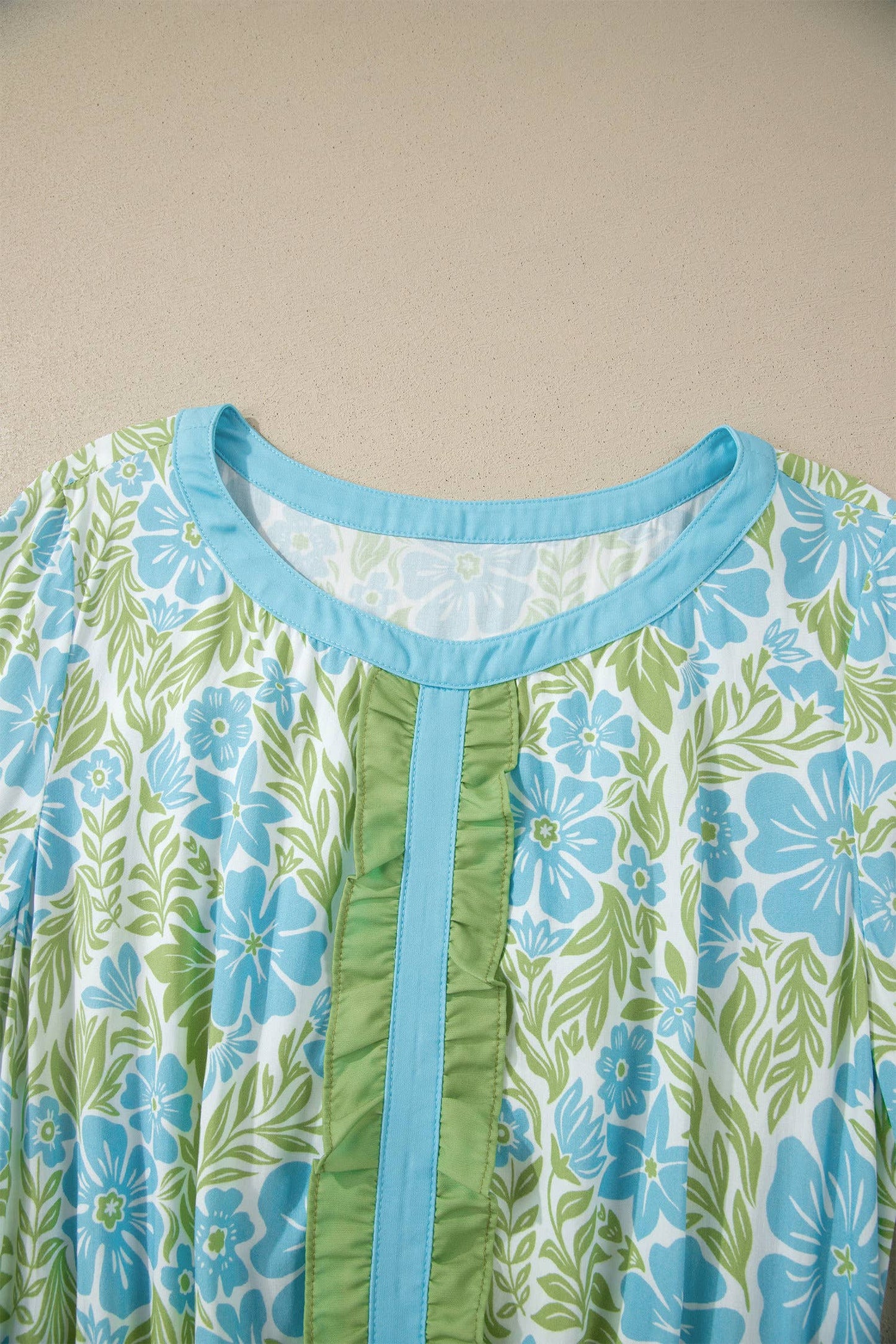 Floral Print Ruffled Detail Short Sleeve Mini Dress (S-XL)