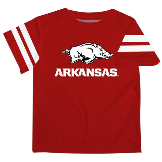 Arkansas Stripe Red Boys T-Shirt Short Sleeve