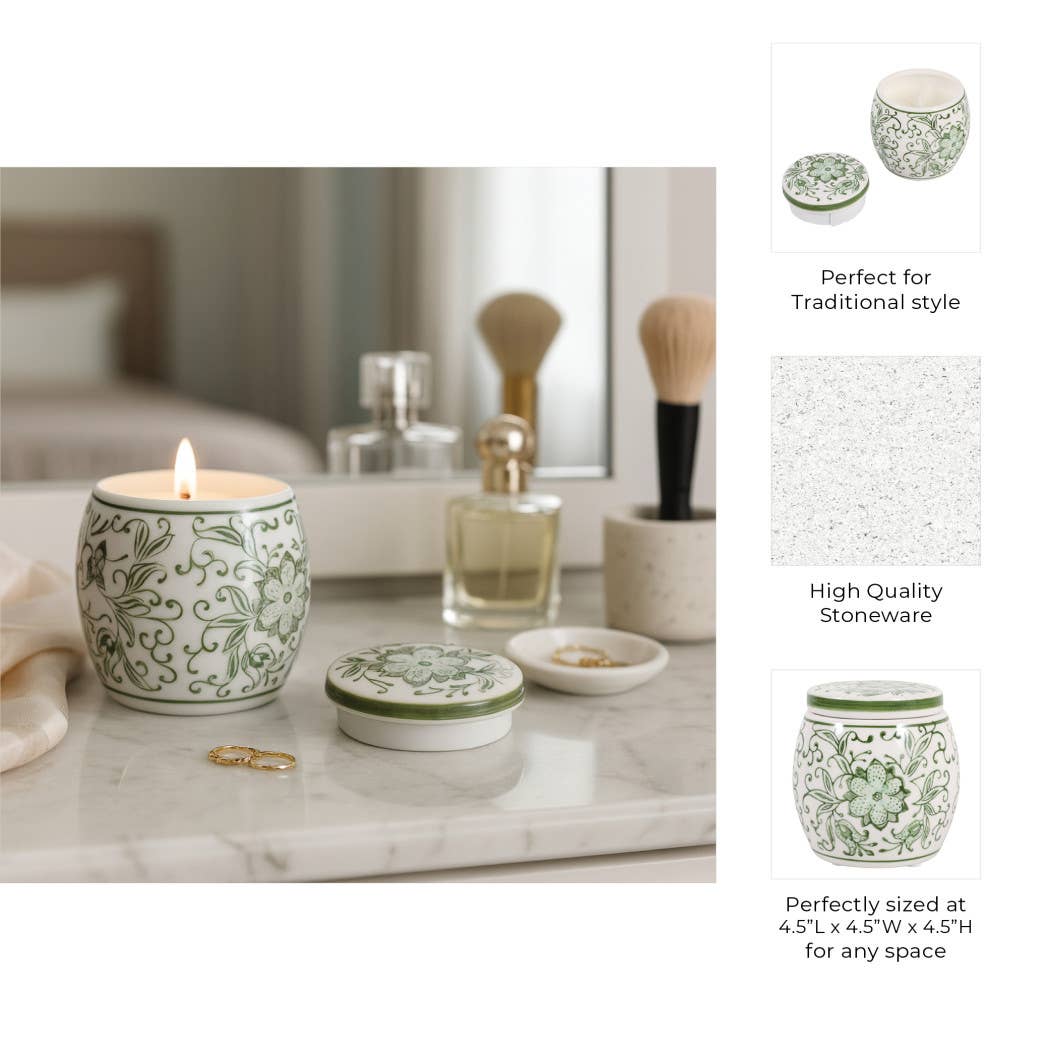 Scented Candle - Lavender Verbena Soy Wax Ceramic Lid,8.5Oz.