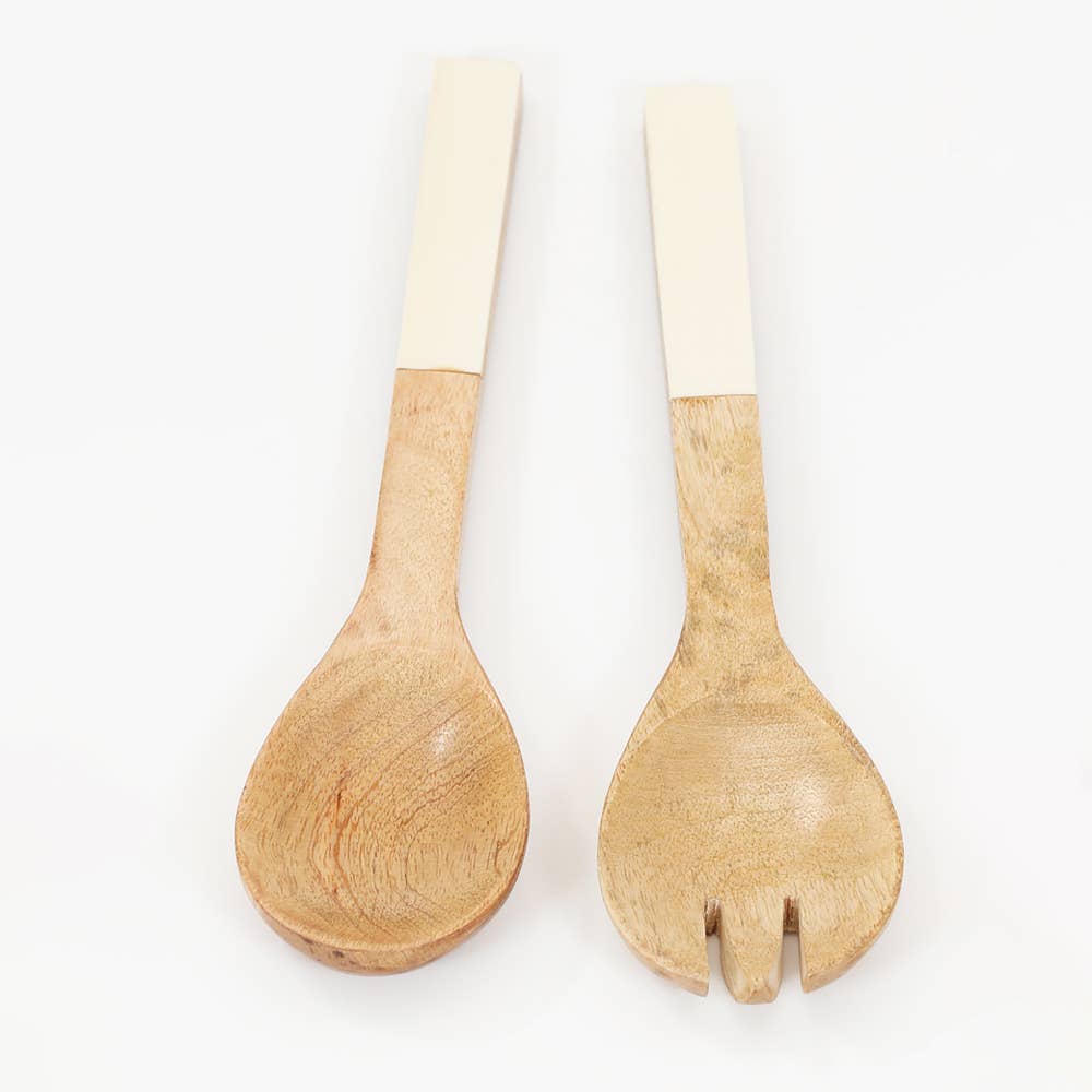 S/6 Wooden & Resin Assorted Salad Servers