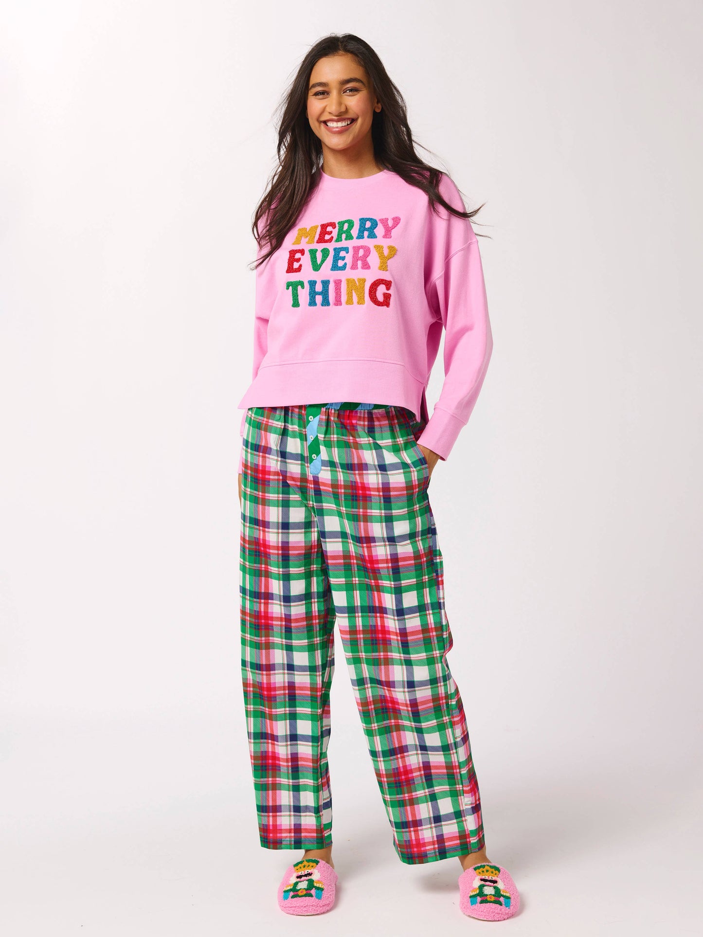 "MERRY EVERYTHING" RELAXED SWEATSHIRTS,CANDY PINK