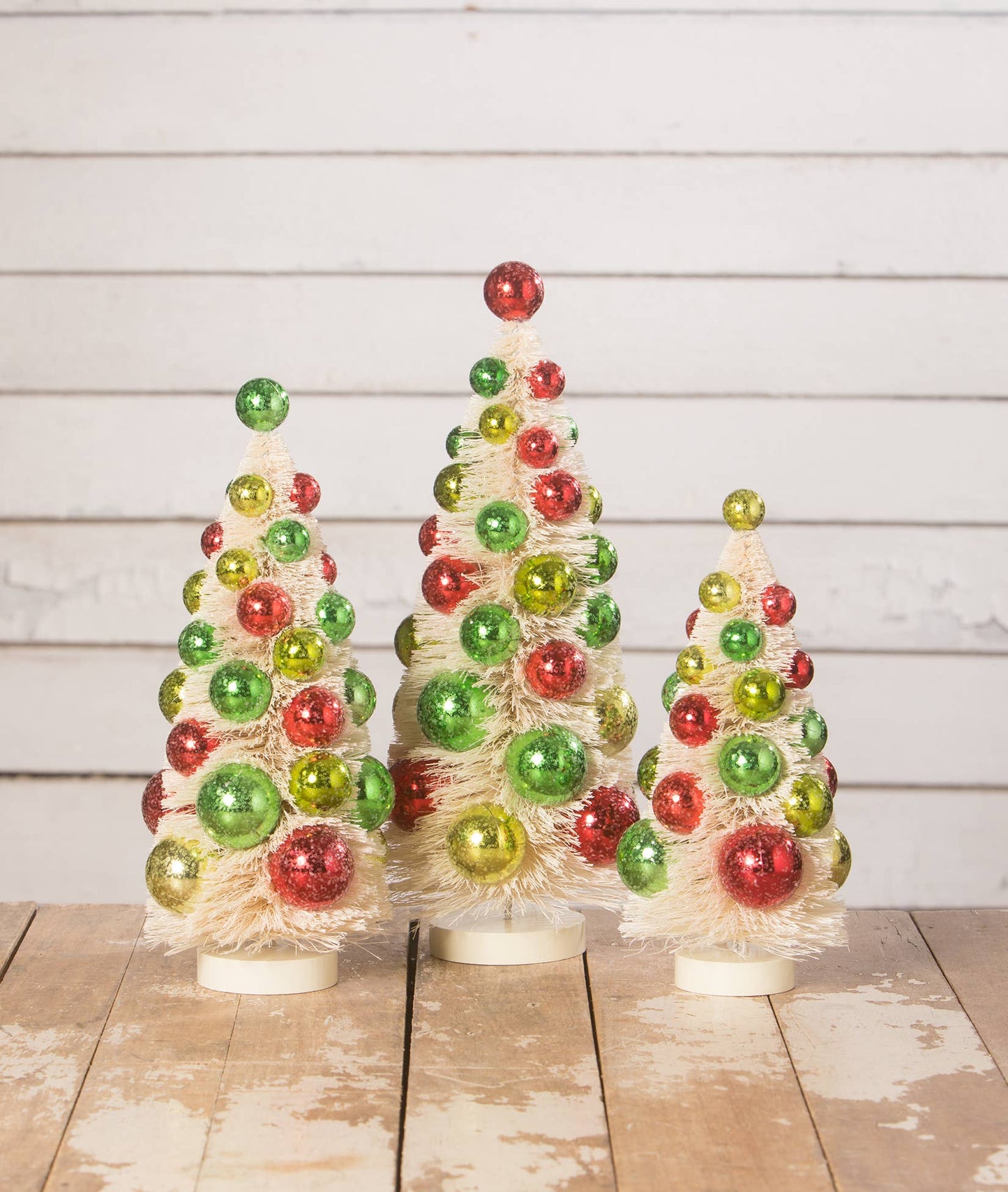 Retro Christmas Polka Dot Bottle Brush Trees