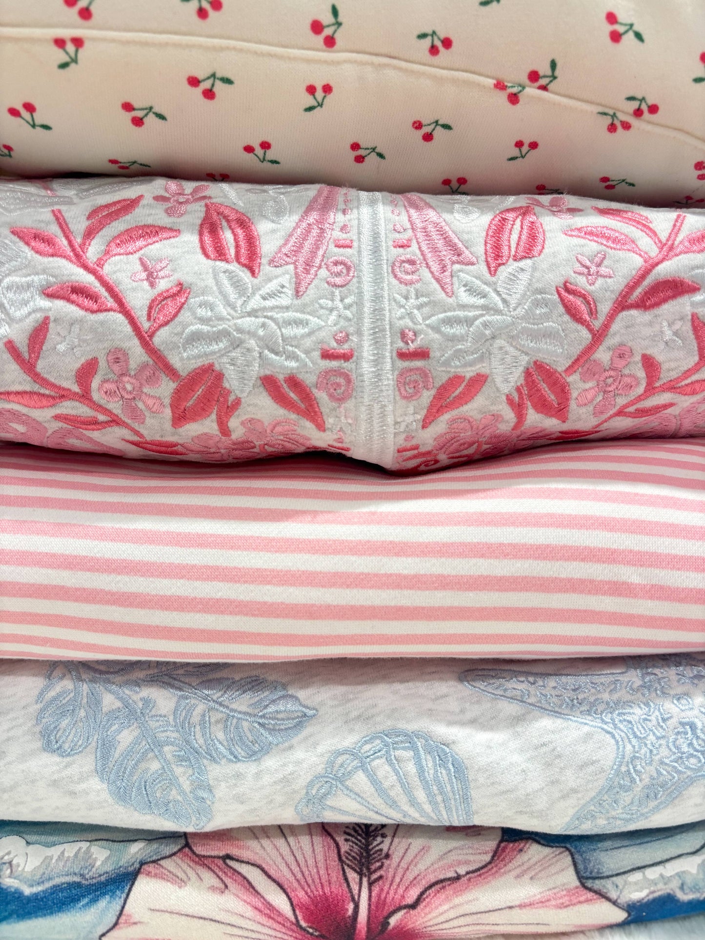 Light Pink and White Striped Mockneck Sweatshirt
