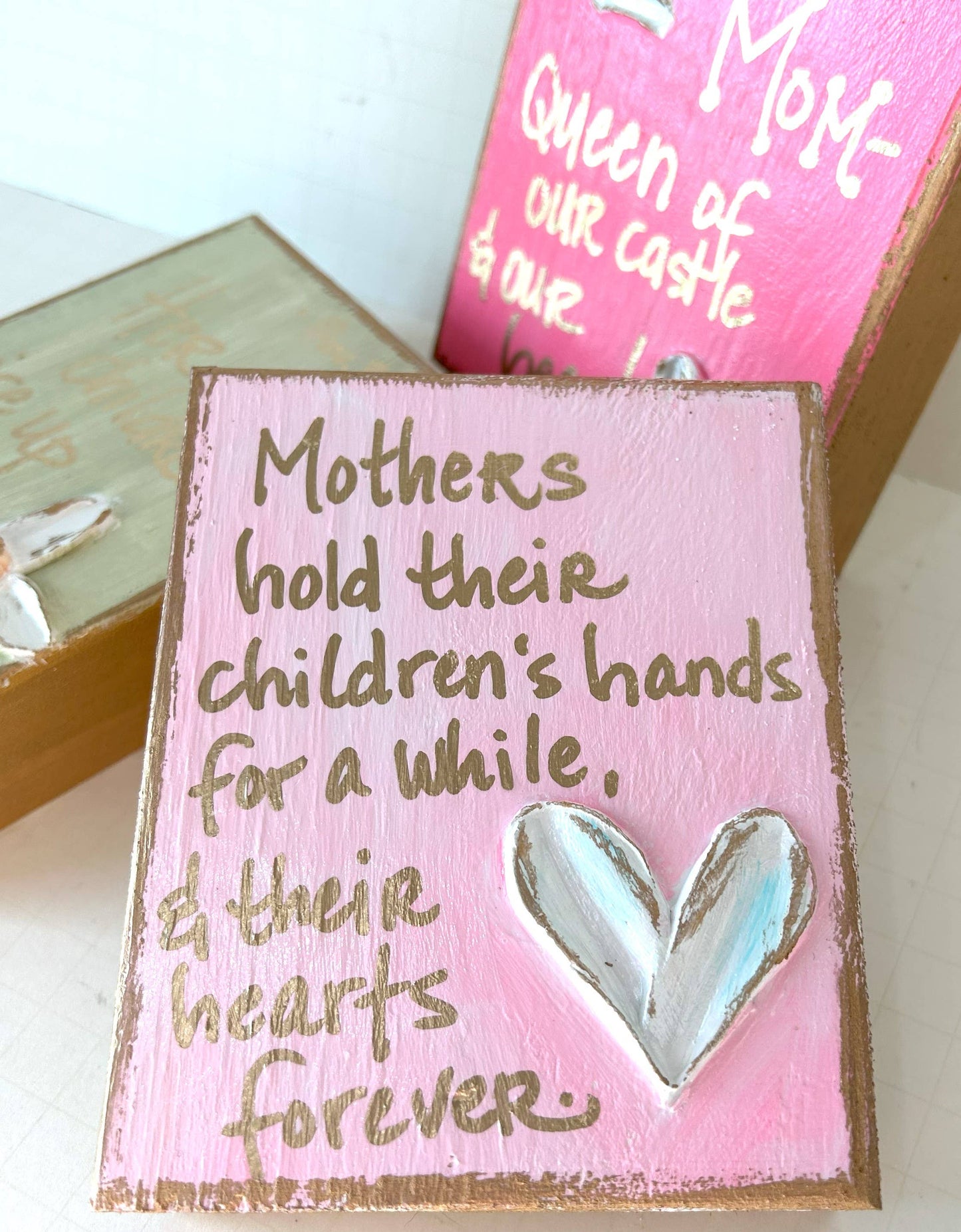 Mother's day gift block |  cross  crown  heart  love