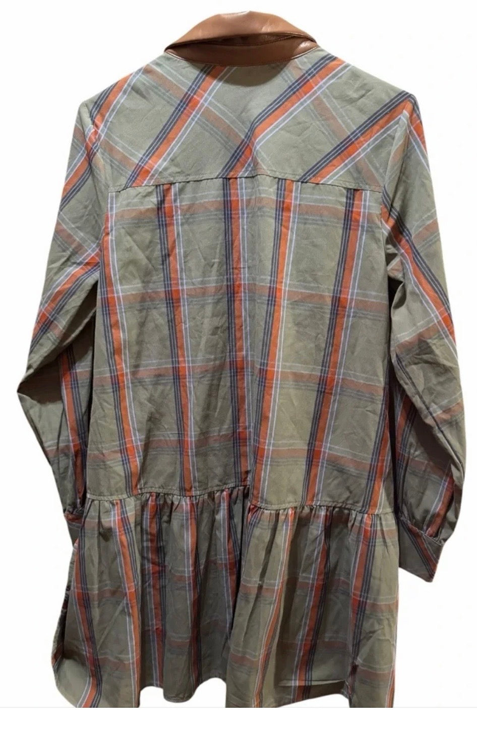 Green Plaid Button Up Dress