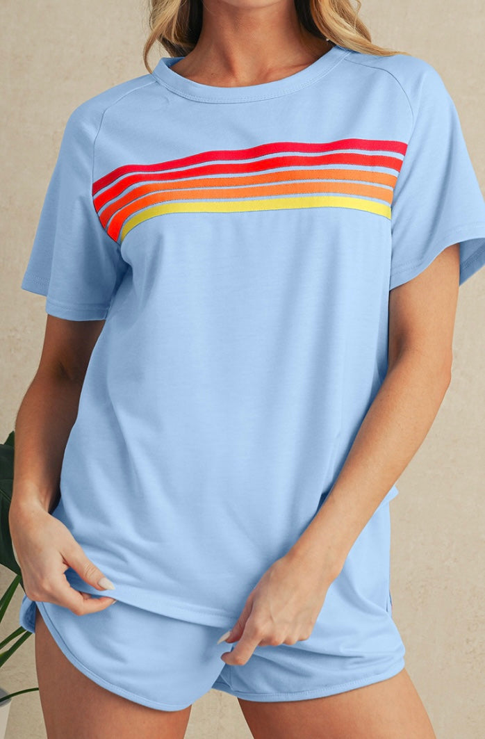 Colorful Stripe Short Sleeve Tee