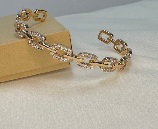 Diamond Link & Gold Bangle