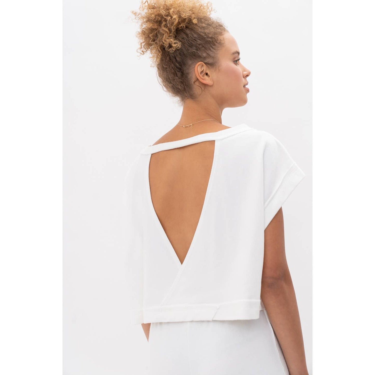 Drop Shoulder Back CutOut Graphic Top