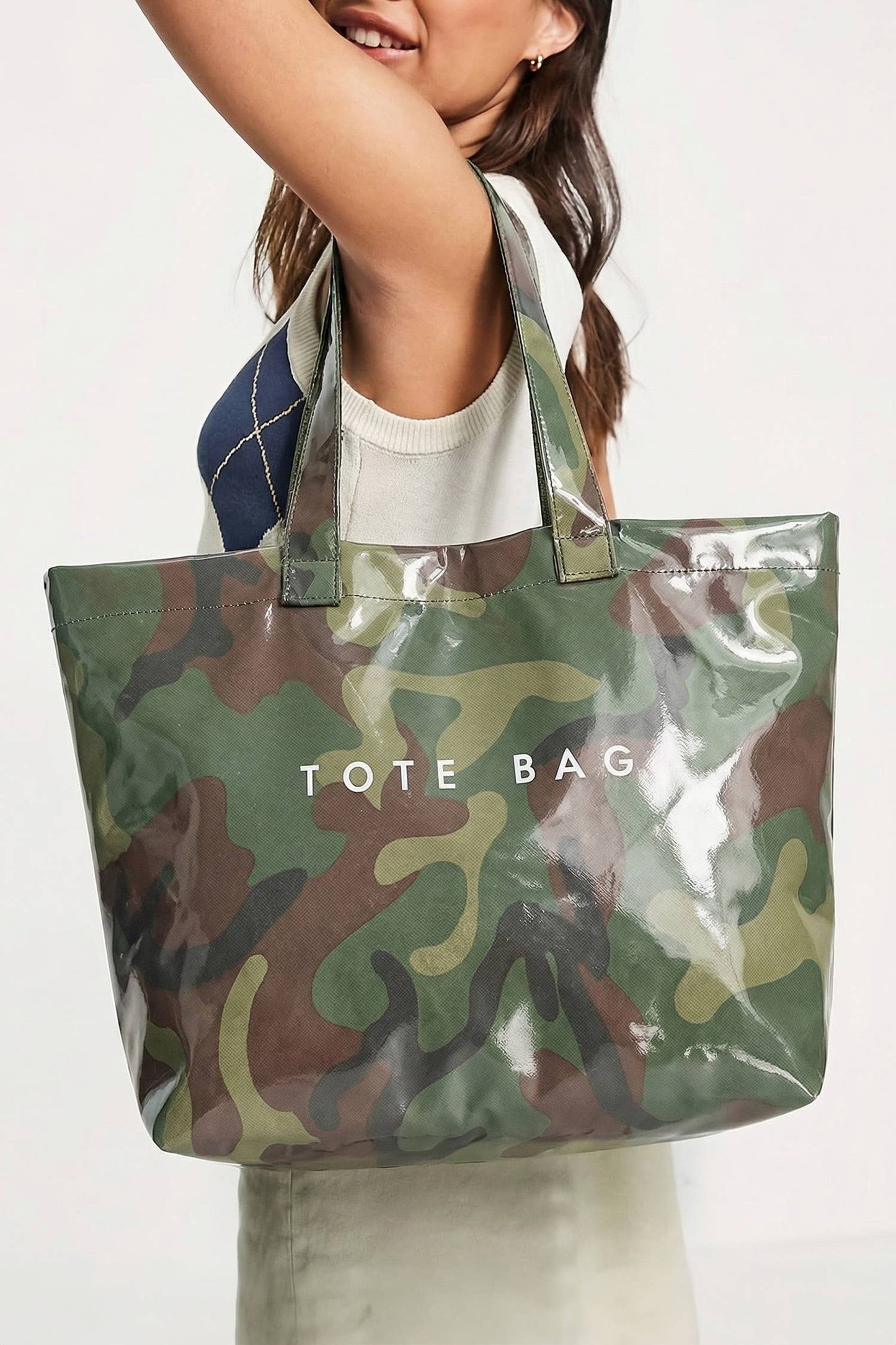 Camouflage Glossy PU Leather Tote Bag