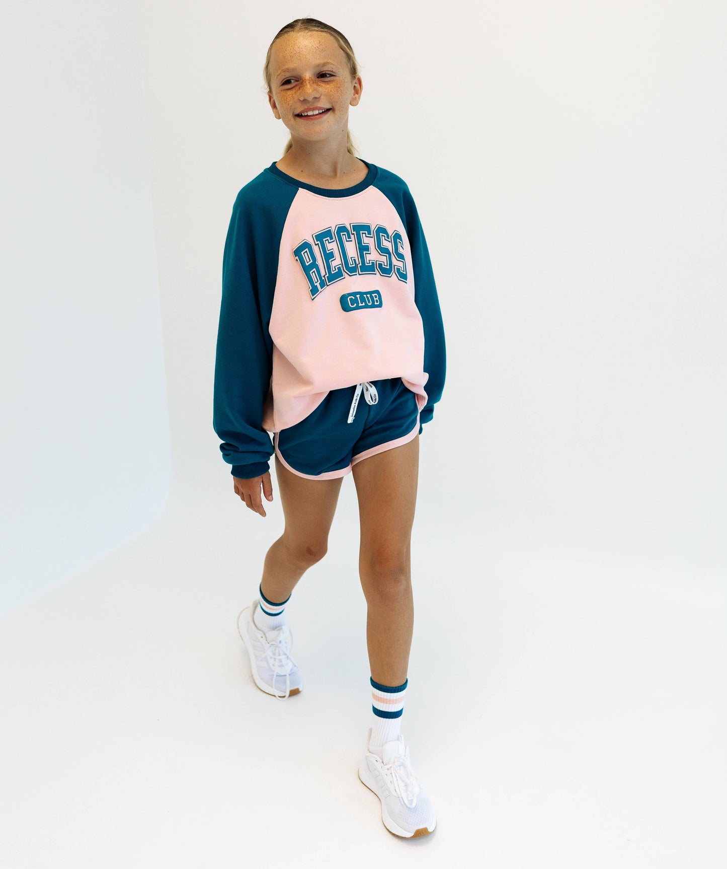 RECESS CLUB | DARK TEAL + PINK| oversized drop shoulder | KIDS