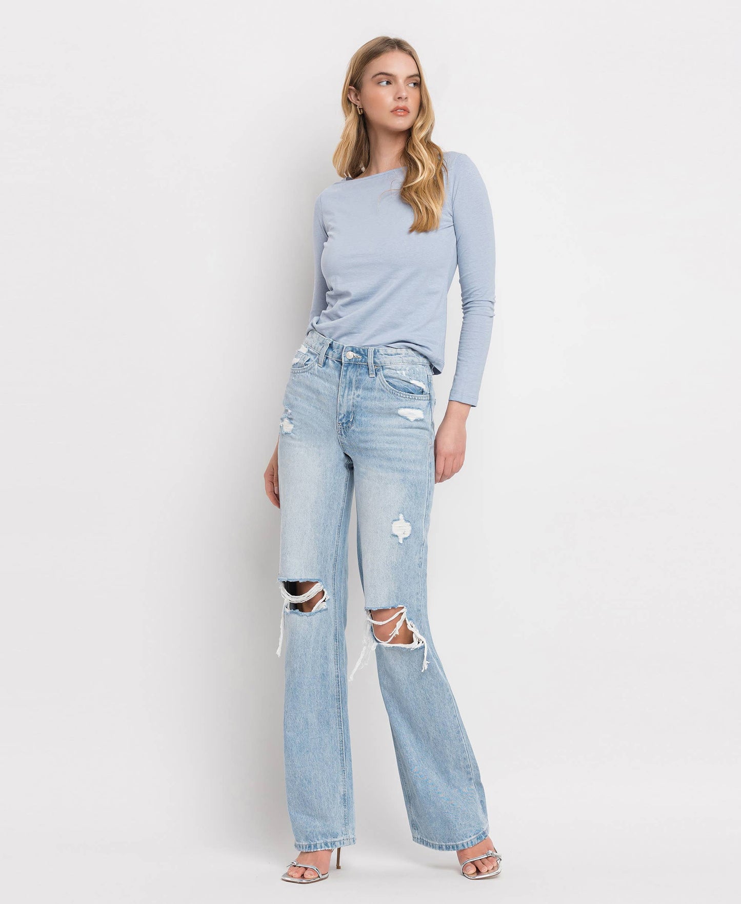 90'S VINTAGE SUPER HIGH RISE FLARE JEANS T5346