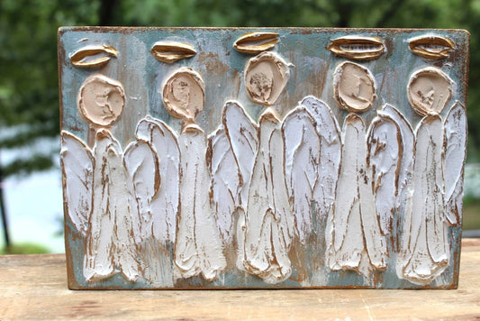 6x9 Hand Painted Myriad Angels Decorative Tabletop Object