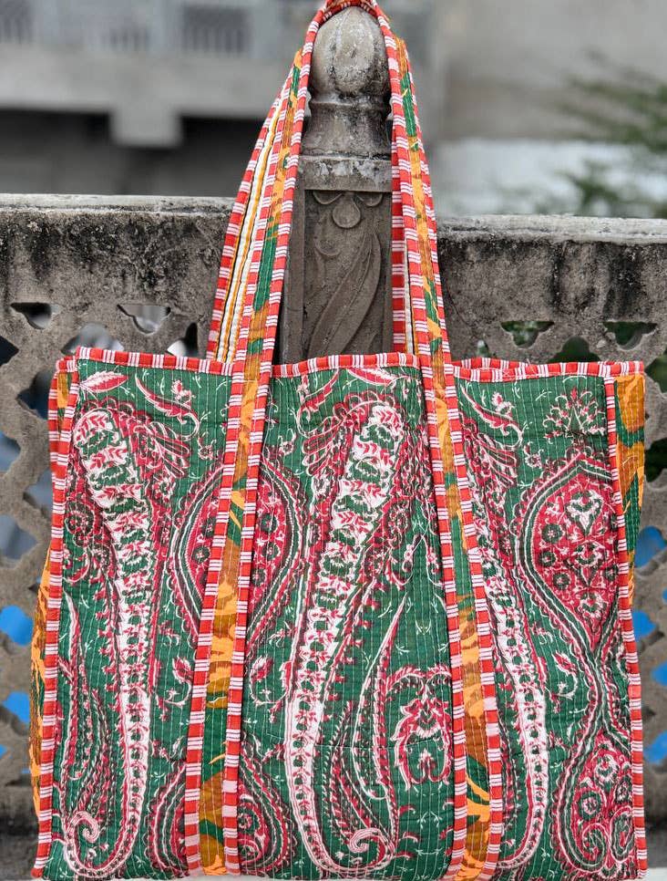 Quilted Tote Bag Shopping Stylish Silk Women's Handbags