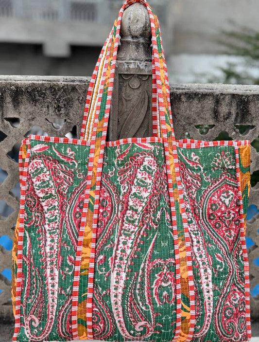 Quilted Tote Bag Shopping Stylish Silk Women's Handbags