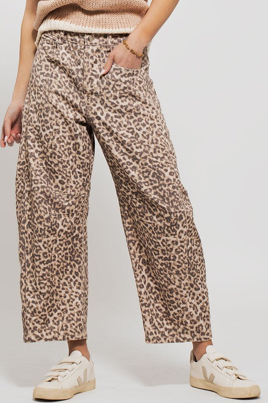 Leopard Print Wide Leg Pants