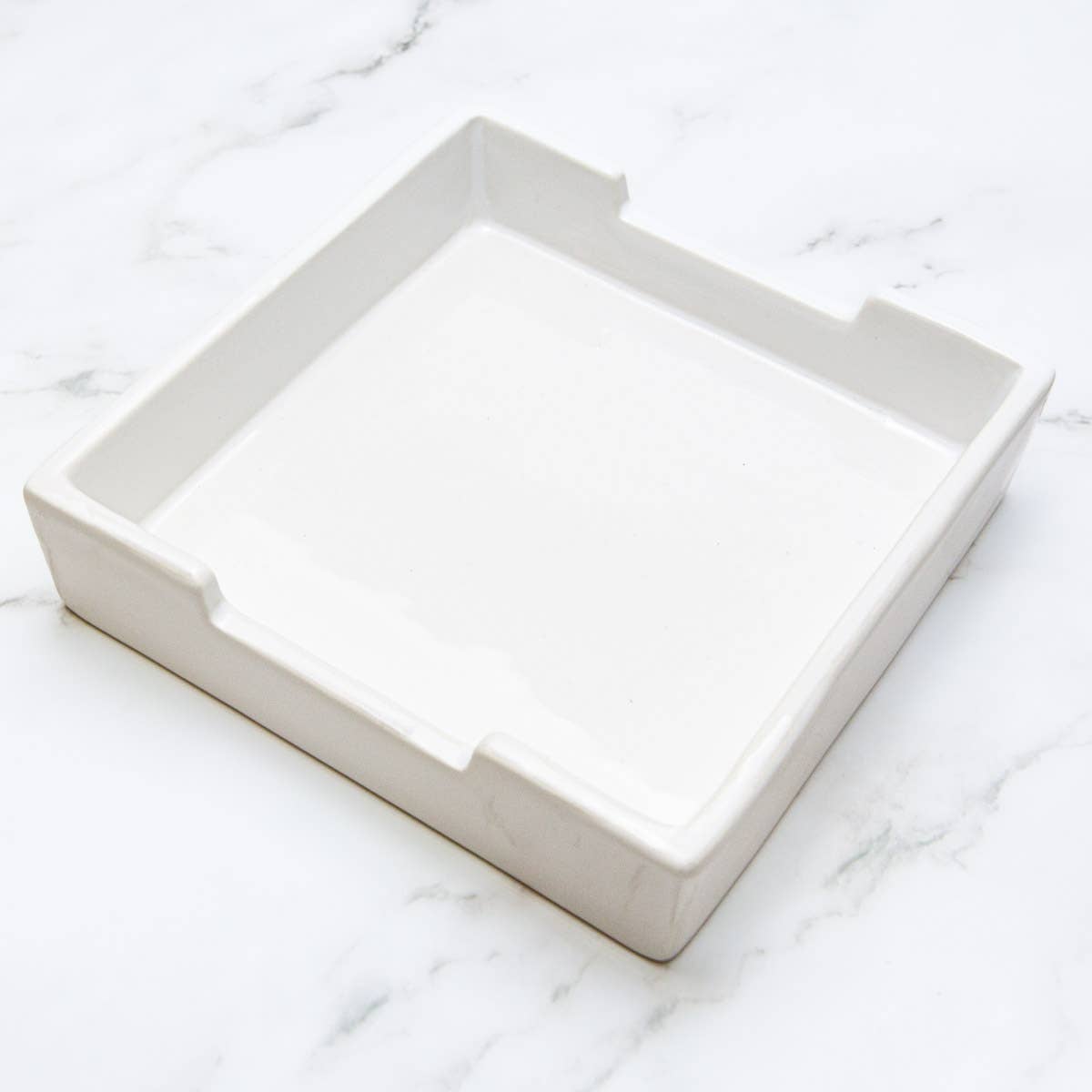 Classic Cocktail Napkin Holder   White   5x5