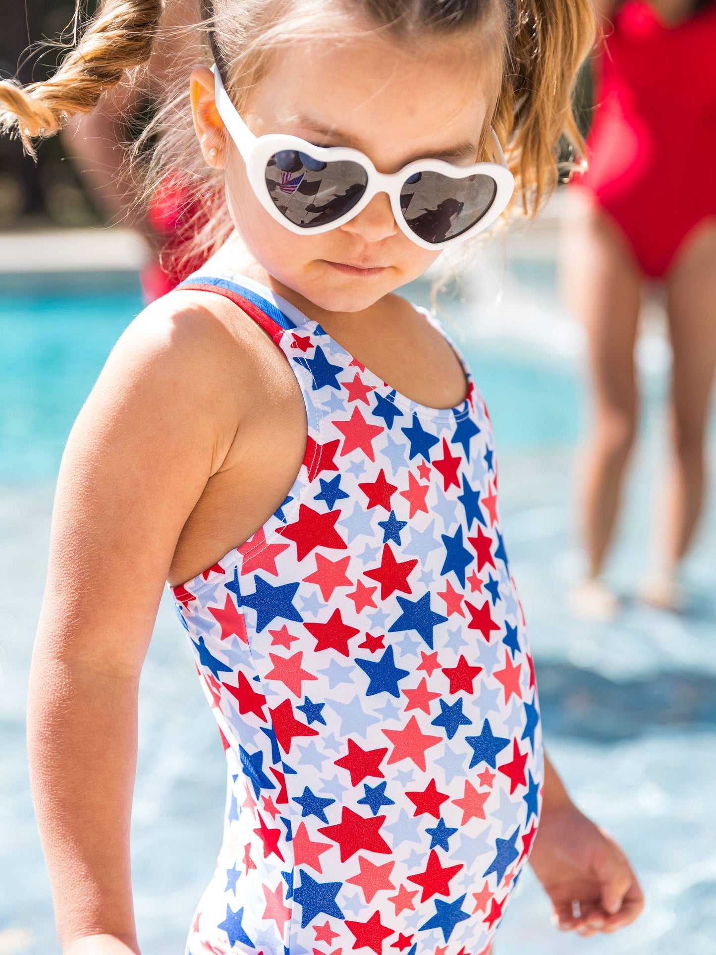 Shimmer Star Cross-Back One Piece Swimsuit
