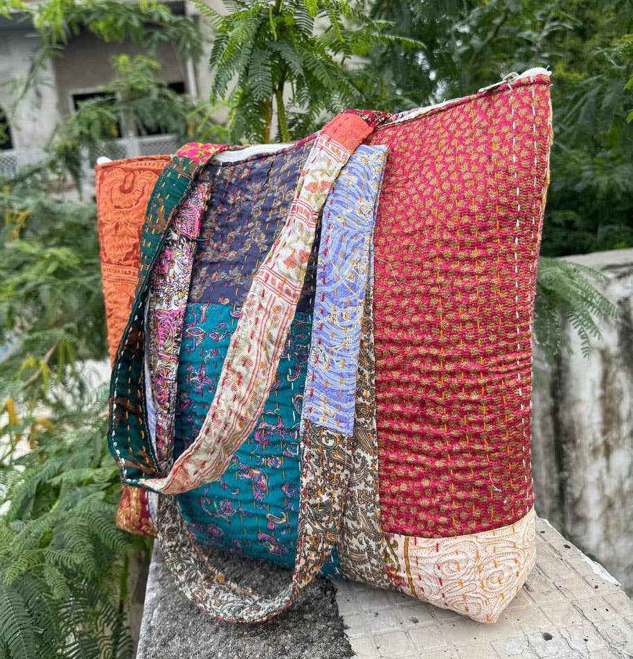 Indian Silk Kantha Women's Shoulder Patchwork Bag