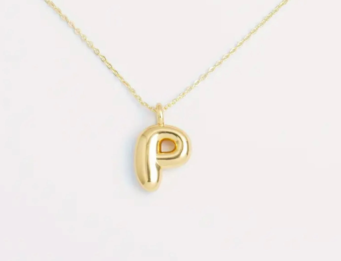 Bubble Initial Gold Plated Necklace