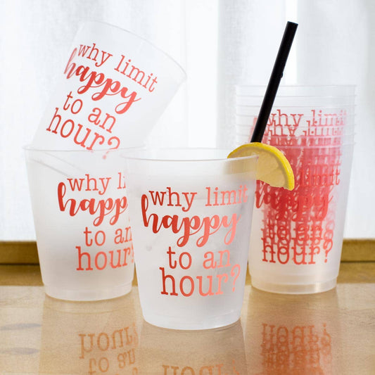 Happy Hour Party Cups   Frosted/Melon   16oz   Set of 10