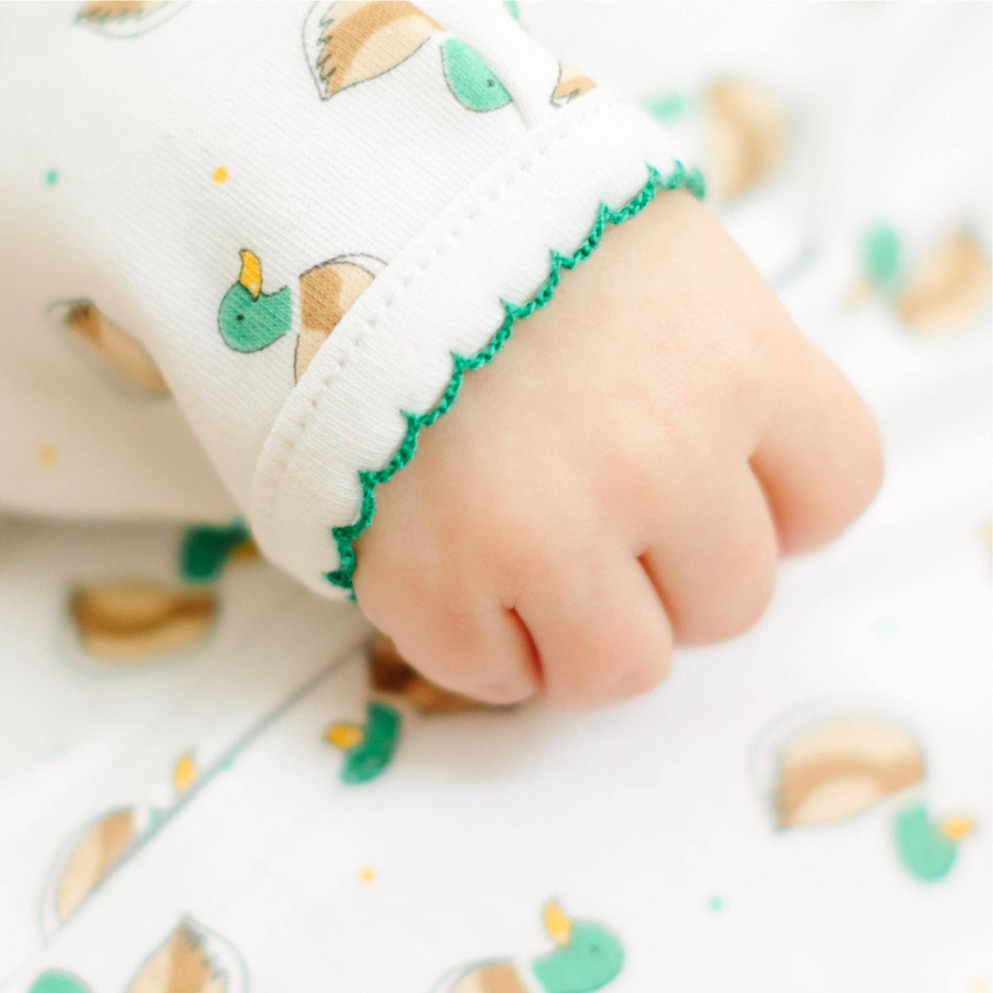 Mini Mallard Print Zip Footie - Green