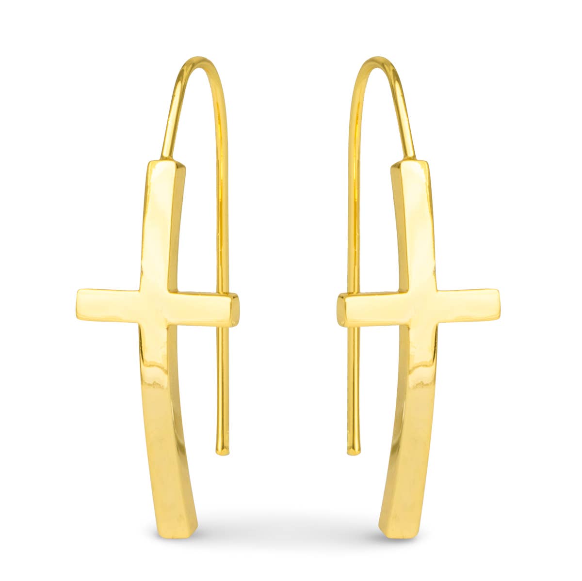 Maria Polished Cross Drops Gold