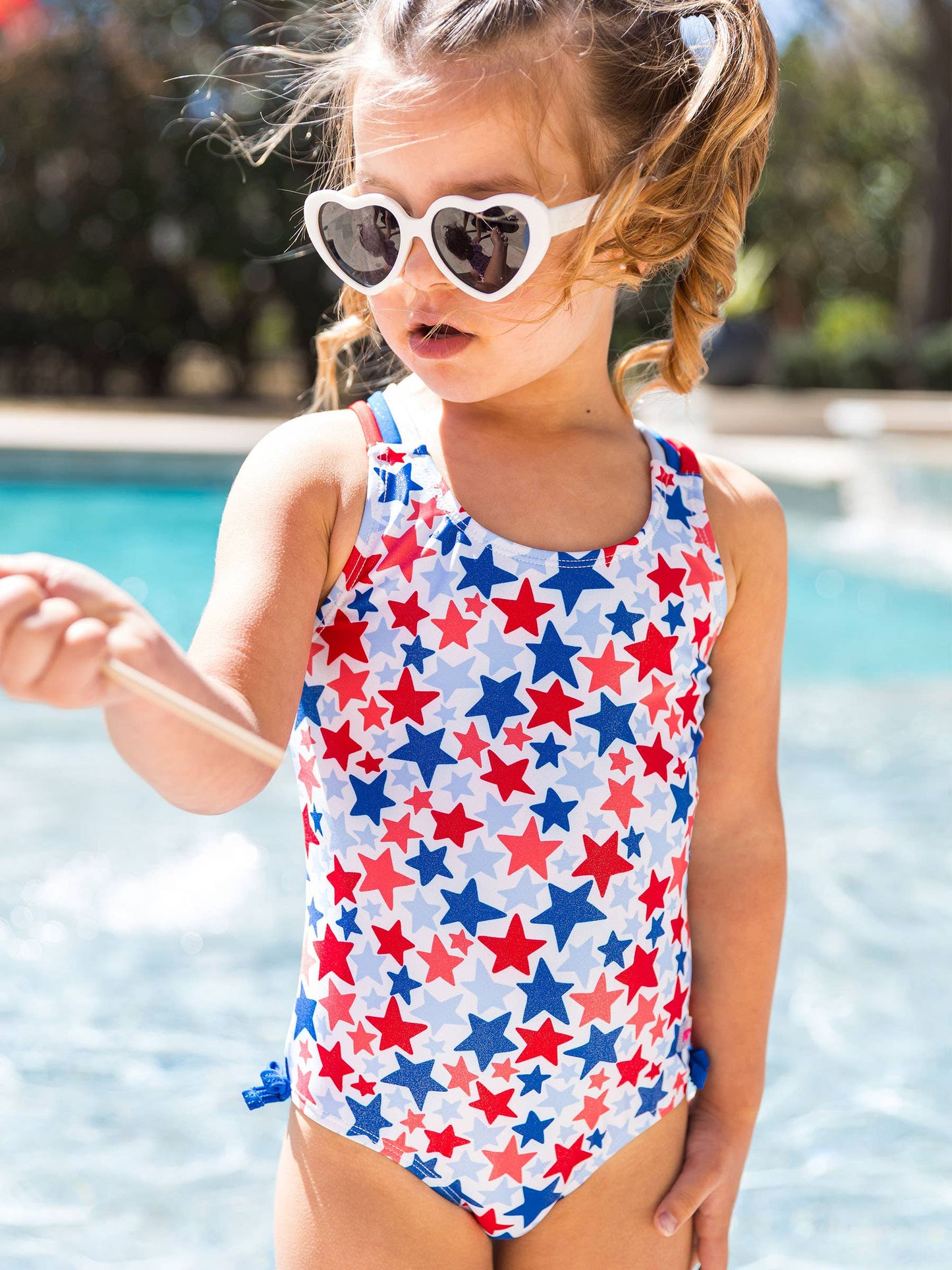 Shimmer Star Cross-Back One Piece Swimsuit