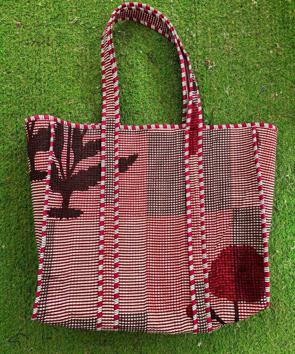 Patchwork Quilted Cotton Bag Block Print Jhola Bag Girls Bag